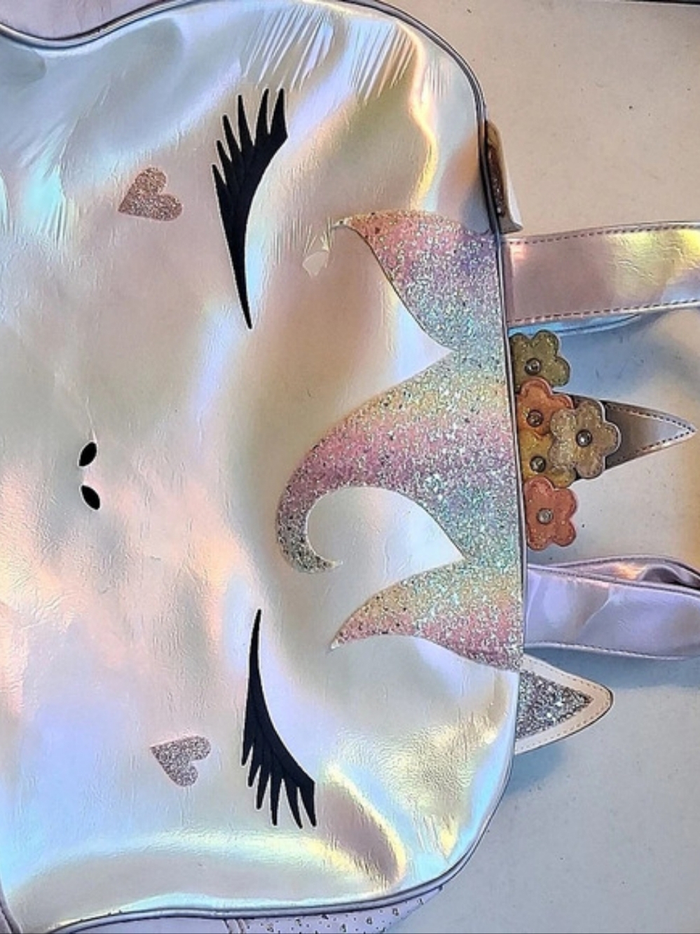 OMG Accessories Iridescent Unicorn Backpack in Pink & Purple